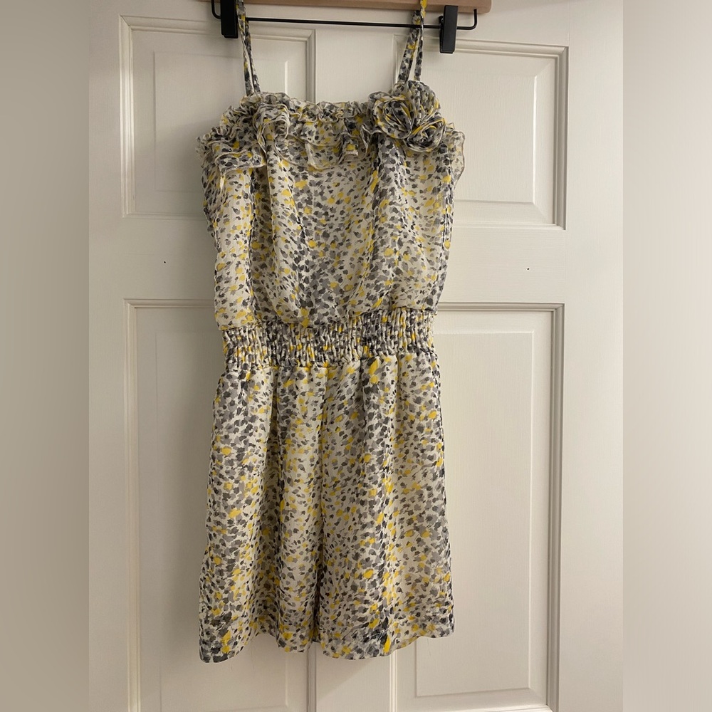 Yellow Patterned Chiffon Romper